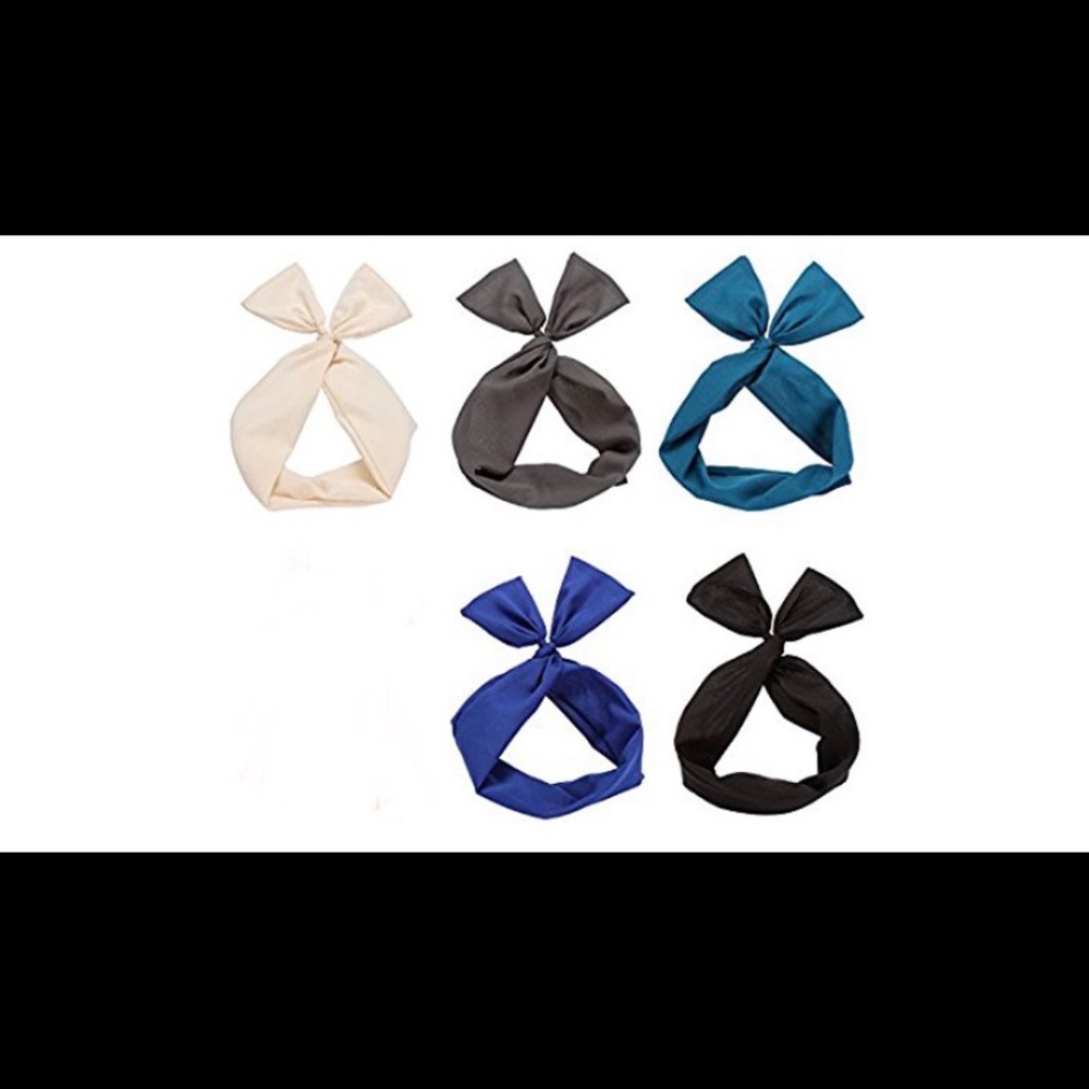 Twist Bow Wired Headbands, pack of 5